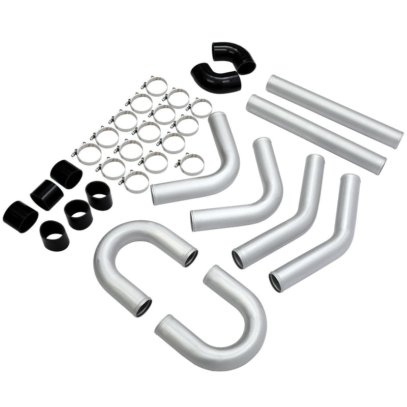 DURAFORCE 8PC 3" inch Aluminum Turbo Intercooler U Pipe Silicone Hose T-Clamp Kit Set