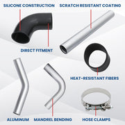 DURAFORCE 8PC 3" inch Aluminum Turbo Intercooler U Pipe Silicone Hose T-Clamp Kit Set