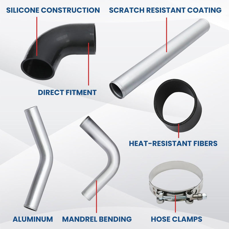DURAFORCE 8PC 3" inch Aluminum Turbo Intercooler U Pipe Silicone Hose T-Clamp Kit Set