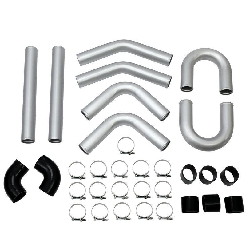 DURAFORCE 8PC 3" inch Aluminum Turbo Intercooler U Pipe Silicone Hose T-Clamp Kit Set