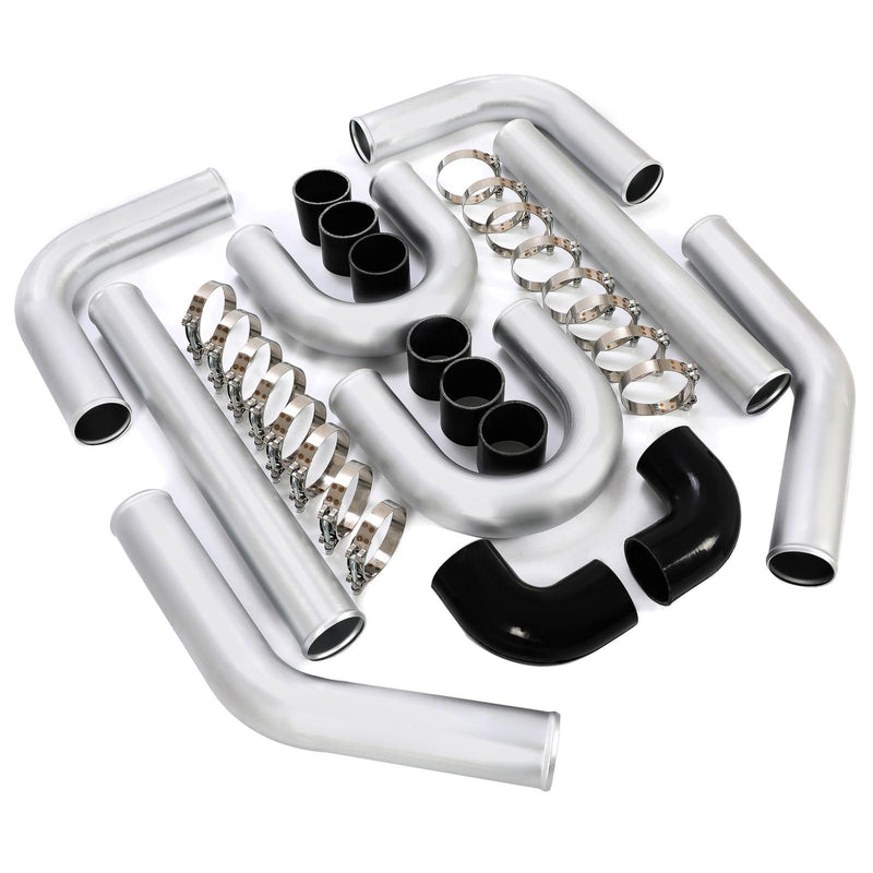 DURAFORCE 8PC 3" inch Aluminum Turbo Intercooler U Pipe Silicone Hose T-Clamp Kit Set