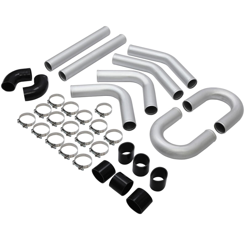 DURAFORCE 8PC 3" inch Aluminum Turbo Intercooler U Pipe Silicone Hose T-Clamp Kit Set
