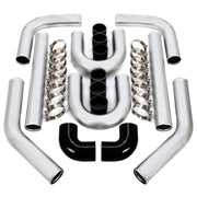 DURAFORCE 8PC 3" inch Aluminum Turbo Intercooler U Pipe Silicone Hose T-Clamp Kit Set