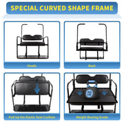 DURAFORCE For EZGO TXT 1995+ Models Golf Cart Flip Folding Rear Seat Cushions Pad