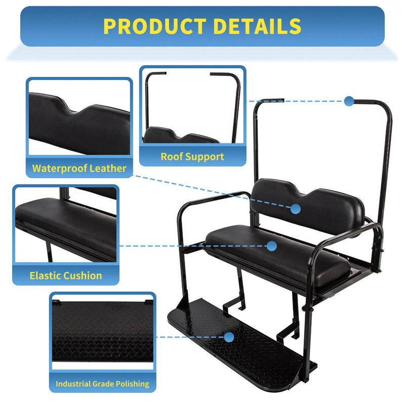 DURAFORCE For EZGO TXT 1995+ Models Golf Cart Flip Folding Rear Seat Cushions Pad