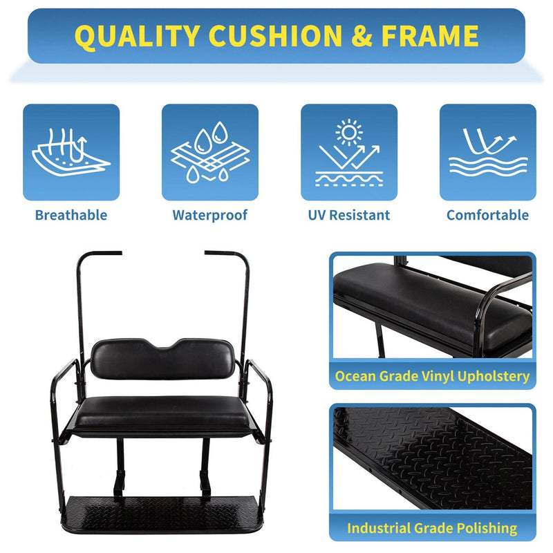 DURAFORCE For EZGO TXT 1995+ Models Golf Cart Flip Folding Rear Seat Cushions Pad