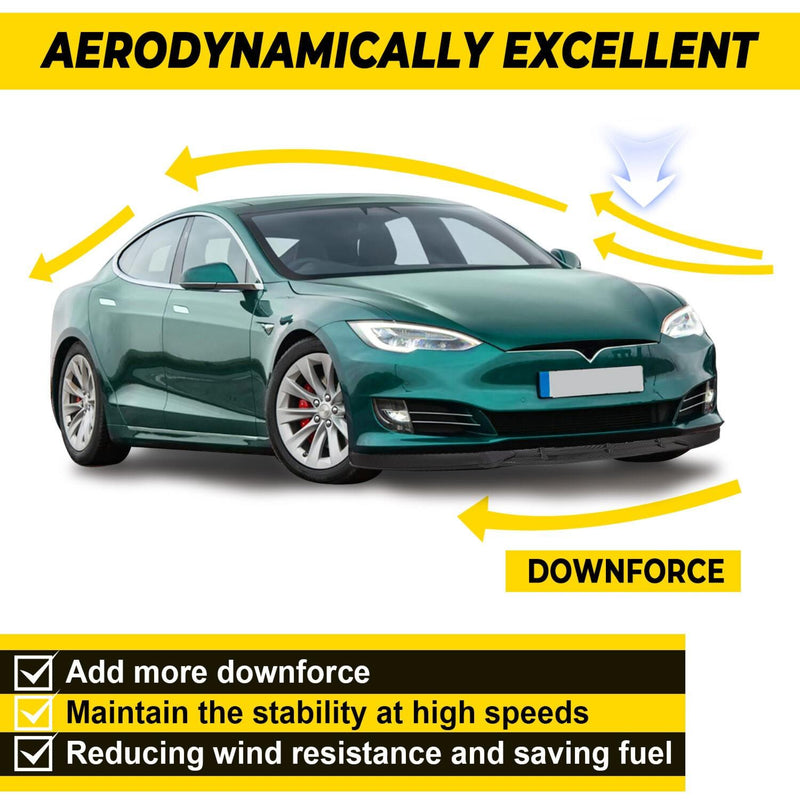 DURAFORCE FOR TESLA MODEL S 2016-2020 STP-STYLE CARBON FIBER LOOK FRONT BUMPER LIP SPOILER