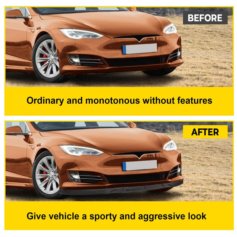 DURAFORCE FOR TESLA MODEL S 2016-2020 STP-STYLE CARBON FIBER LOOK FRONT BUMPER LIP SPOILER