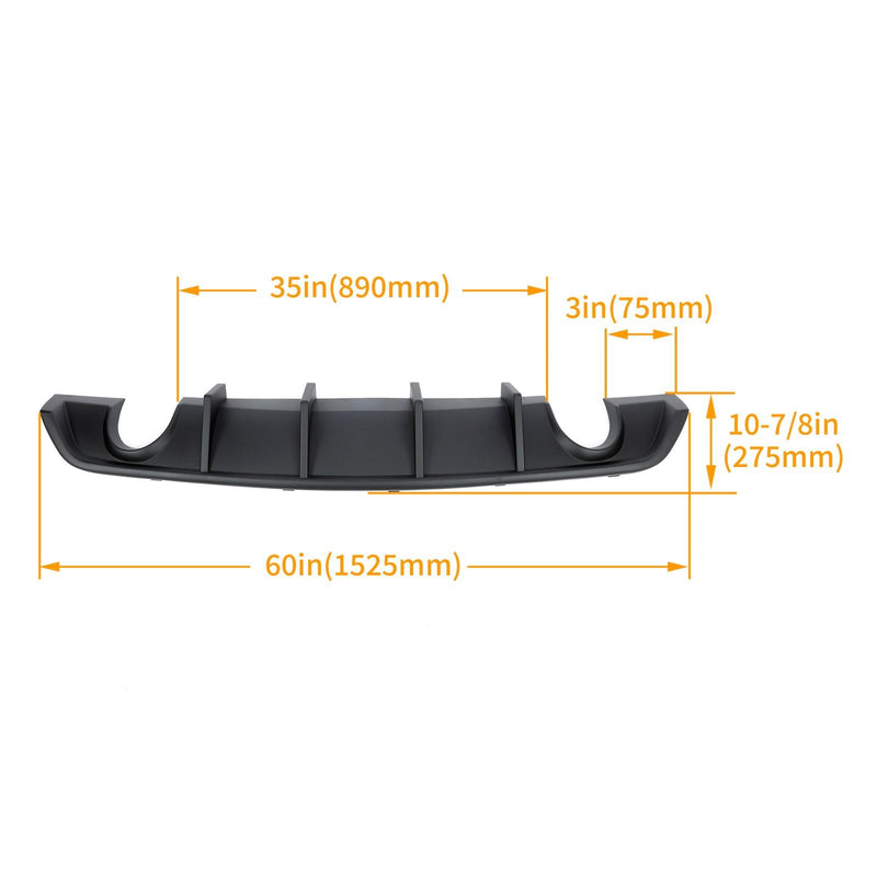 DURAFORCE Matte Black Rear Bumper Lip Lower Diffuser For Dodge Charger SRT V2 Style 12-14
