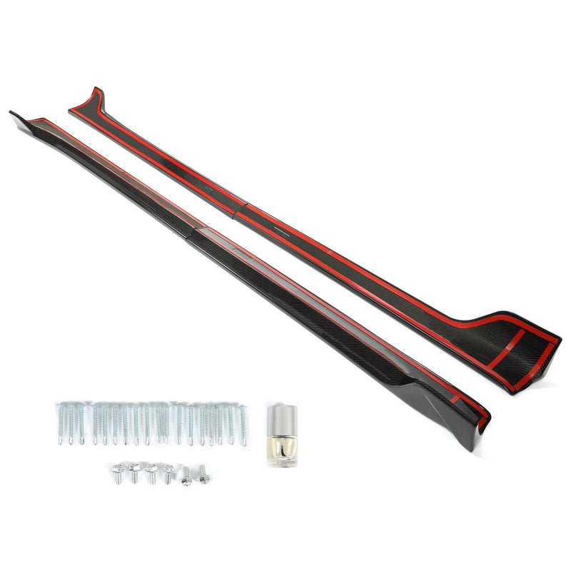 DURAFORCE For Tesla Model 3 2017-2023 LH RH Side Skirts Rocker Panels Carbon Fiber Style