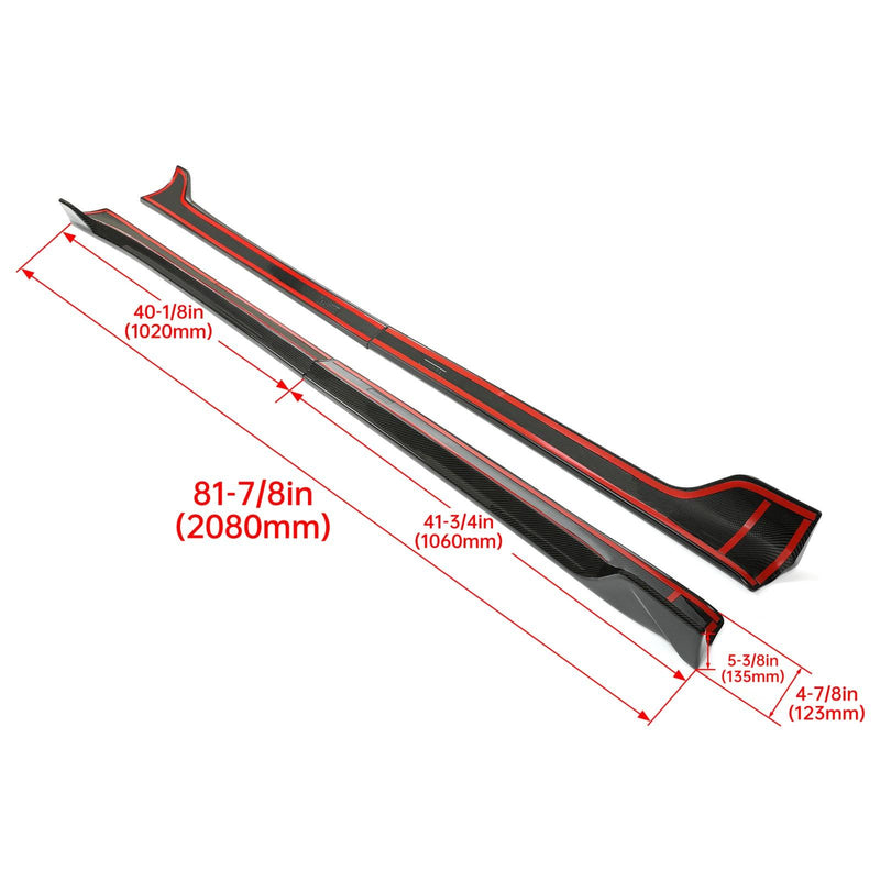 DURAFORCE For Tesla Model 3 2017-2023 LH RH Side Skirts Rocker Panels Carbon Fiber Style