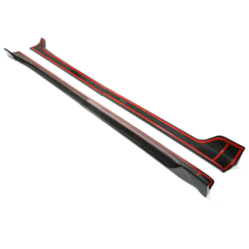 DURAFORCE For Tesla Model 3 2017-2023 LH RH Side Skirts Rocker Panels Carbon Fiber Style