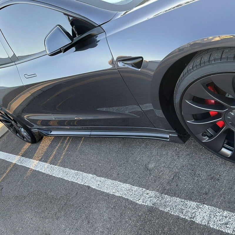 DURAFORCE For Tesla Model 3 2017-2023 LH RH Side Skirts Rocker Panels Carbon Fiber Style