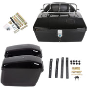 DURAFORCE Motorcycle Hard Saddlebags Saddle Bags + Luggage Trunk Backrest Luggage Rack