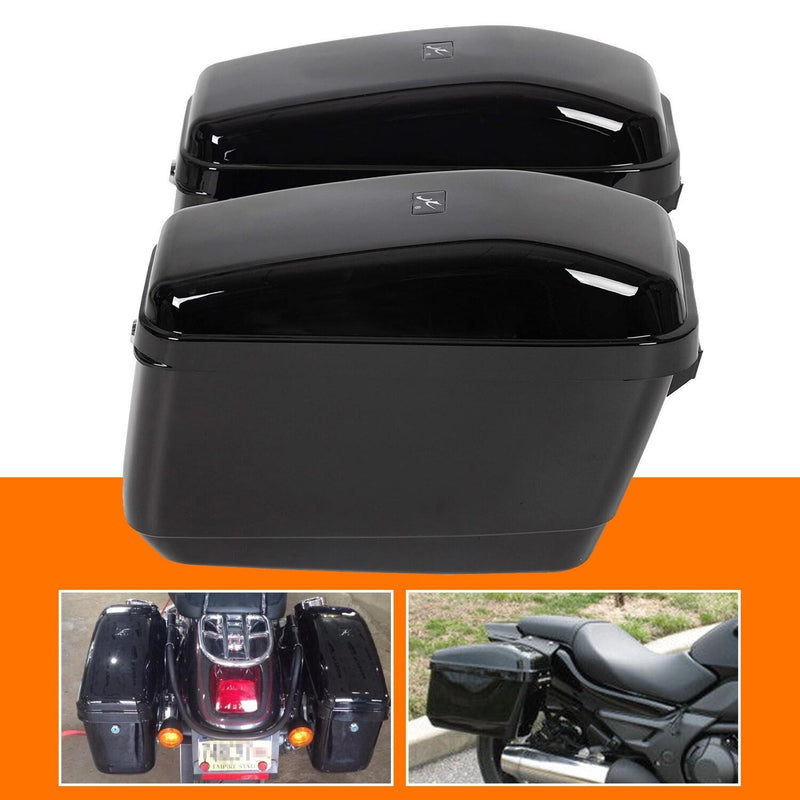 DURAFORCE Motorcycle Hard Saddlebags Saddle Bags + Luggage Trunk Backrest Luggage Rack