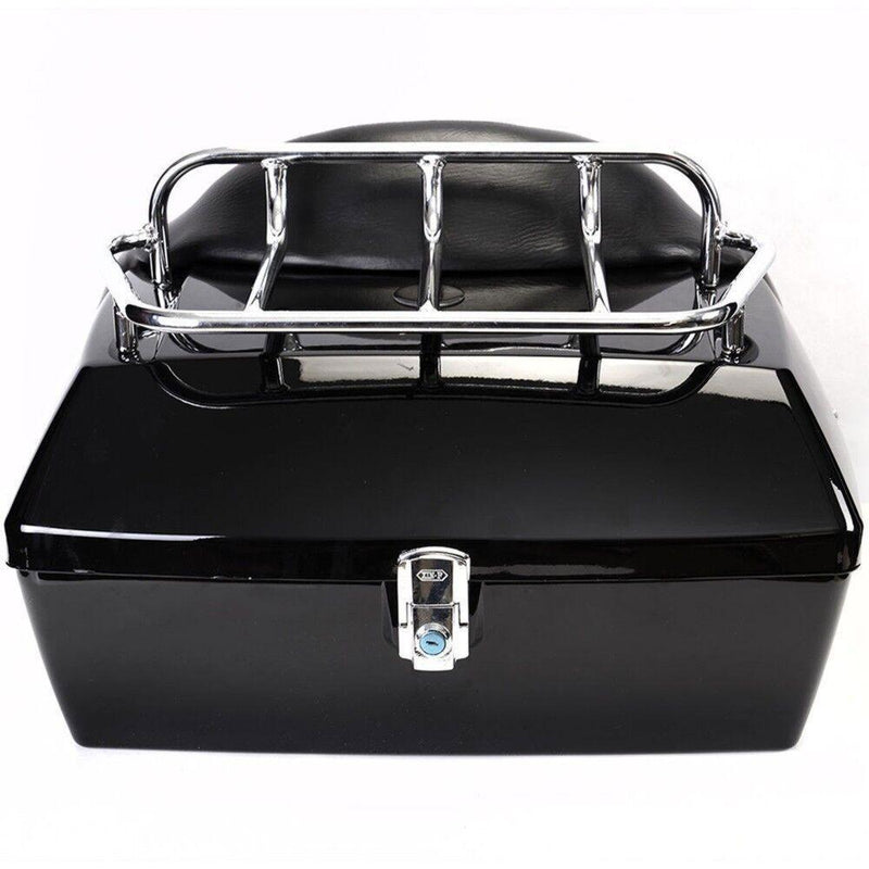 DURAFORCE Motorcycle Hard Saddlebags Saddle Bags + Luggage Trunk Backrest Luggage Rack