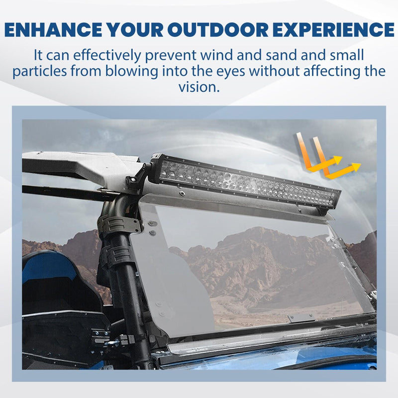 DURAFORCE Flip Front Windshield For 08-14 Polaris RZR 800/S 800/4 800/ XP 900 Clear