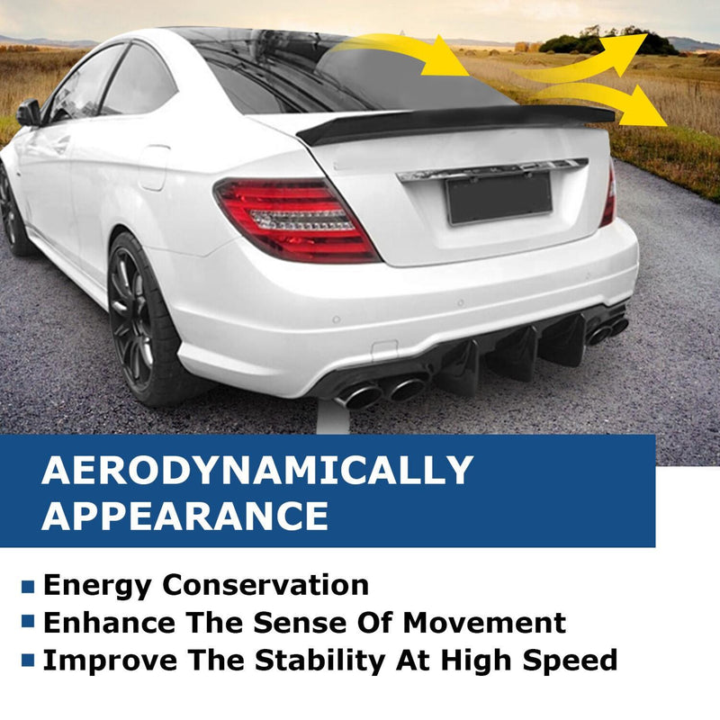 DURAFORCE For Mercedes W204 C63 AMG 2Dr 12-15 Carbon Fiber Style Highkick Trunk Spoiler