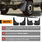 DURAFORCE 4Pcs Front & Rear Mud Flaps Splash Guards For Ford Bronco 21-25 #M2DZ-16A550-AA