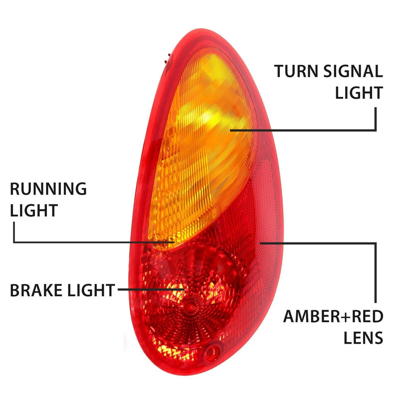 DURAFORCE For 2001-2005 Chrysler PT Cruiser Tail Lights Brake Lamps Pair W/Bulb 01 02 03