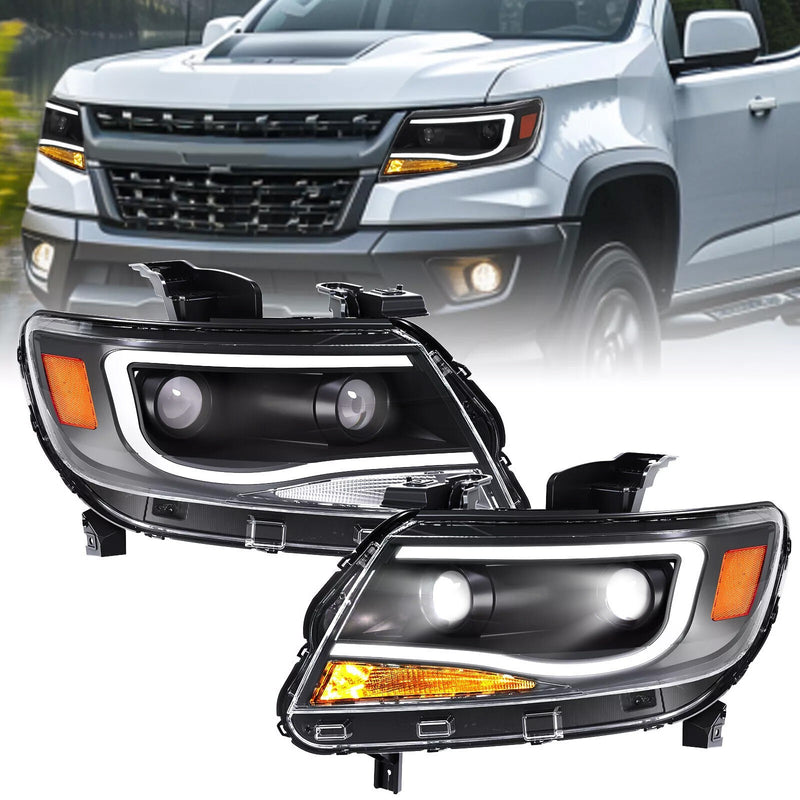 DURAFORCE For Chevy Colorado 2015-2022 LED Tube DRL Dual Projector Headlights Headlamps