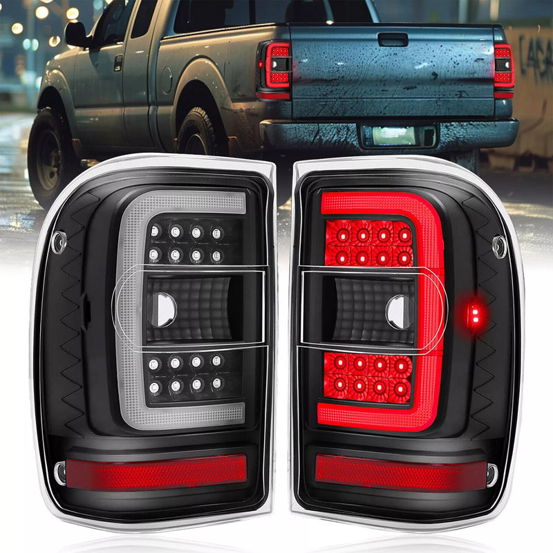 DURAFORCE For Ford Ranger 2001-2011 Black Housing Clear Lens Tail Lights LED C Light Bar