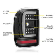 DURAFORCE For Ford Ranger 2001-2011 Black Housing Clear Lens Tail Lights LED C Light Bar