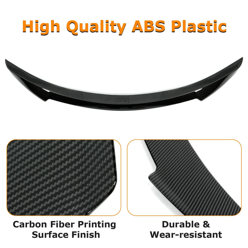 DURAFORCE For Tesla Model S 2012-2021 Carbon Fiber Style Rear Trunk Lid Spoiler Wing ABS