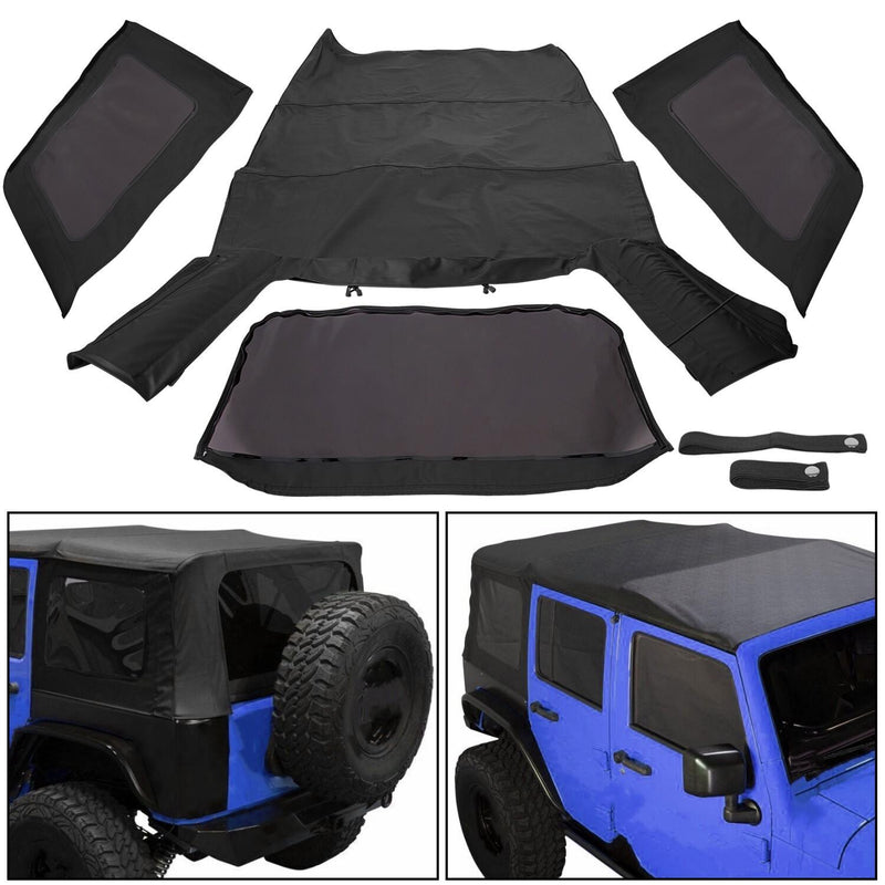 DURAFORCE For 2007-2009 JEEP WRANGLER JK SOFT TOP Black 4 DOOR w/Tinted Windows