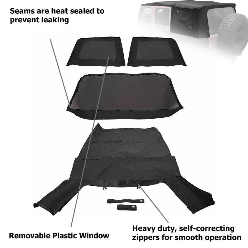 DURAFORCE For 2007-2009 JEEP WRANGLER JK SOFT TOP Black 4 DOOR w/Tinted Windows