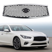 DURAFORCE Fit Infiniti Q50 2014 2015 2016 2017 JDM Chrome Front Bumper Upper Grille Grill