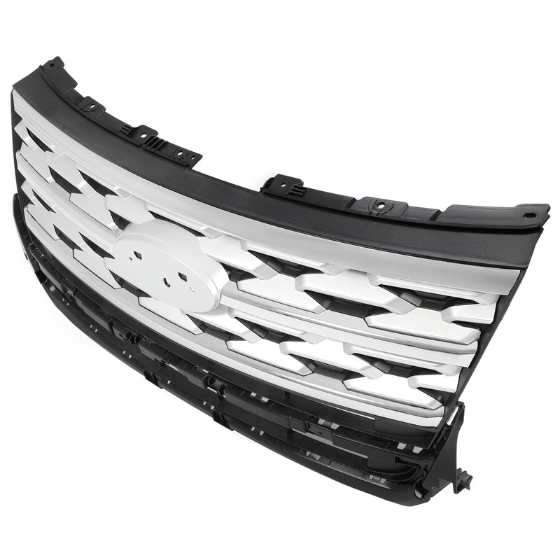 DURAFORCE Front Bumper Upper Grille ABS Grill w/Chrome For Ford Explorer XLT 2018 2019