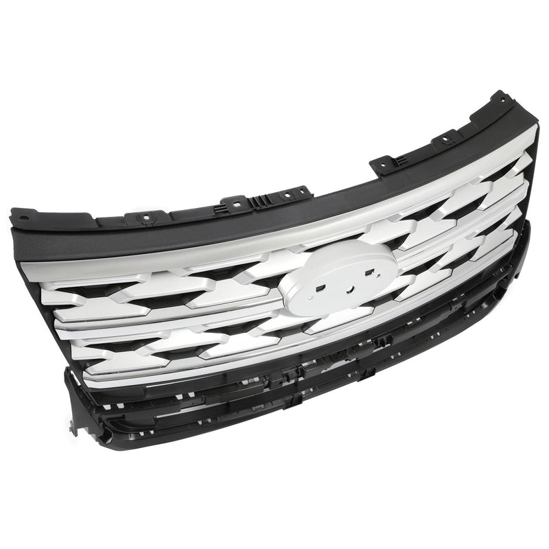 DURAFORCE Front Bumper Upper Grille ABS Grill w/Chrome For Ford Explorer XLT 2018 2019