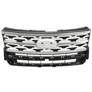 DURAFORCE Front Bumper Upper Grille ABS Grill w/Chrome For Ford Explorer XLT 2018 2019