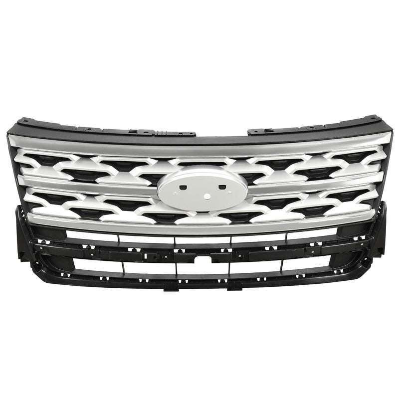 DURAFORCE Front Bumper Upper Grille ABS Grill w/Chrome For Ford Explorer XLT 2018 2019