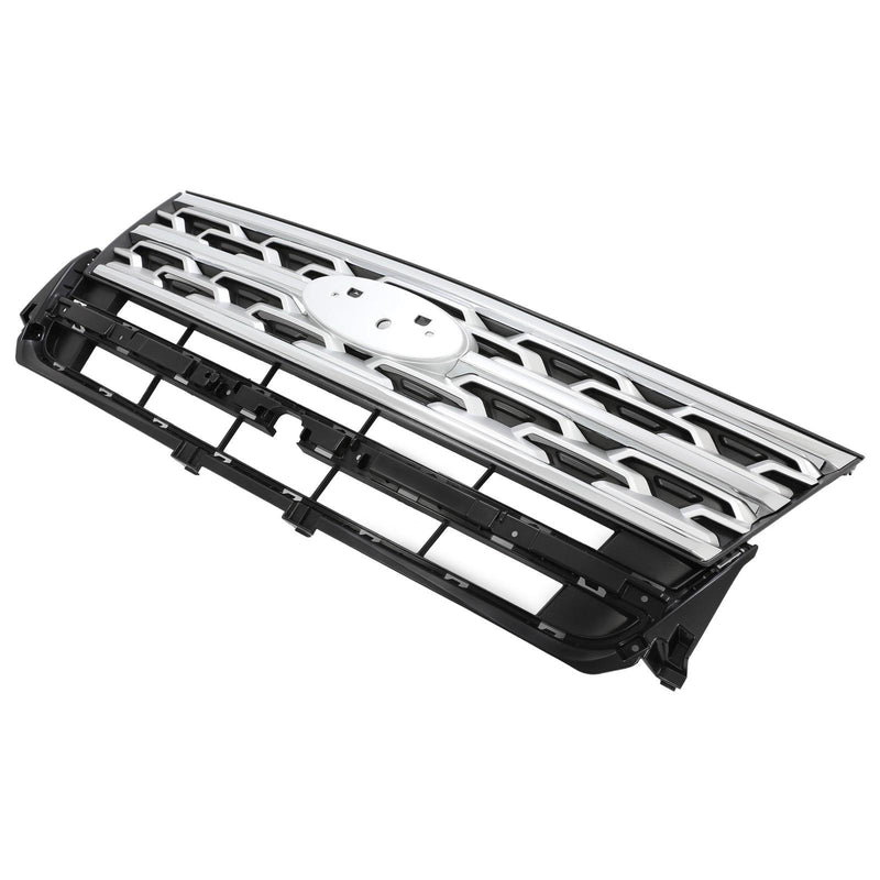 DURAFORCE Front Bumper Upper Grille ABS Grill w/Chrome For Ford Explorer XLT 2018 2019