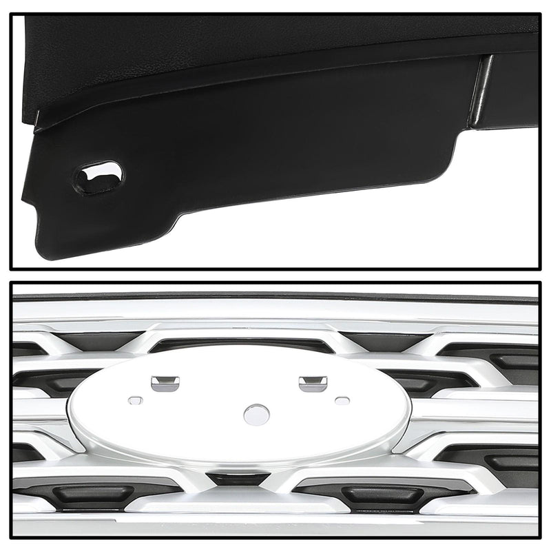 DURAFORCE Front Bumper Upper Grille ABS Grill w/Chrome For Ford Explorer XLT 2018 2019