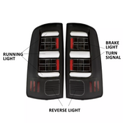 DURAFORCE For 2009-2018 Dodge Ram 1500 2500 3500 Full LED Tail Lights Rear Lamp Clear Lens