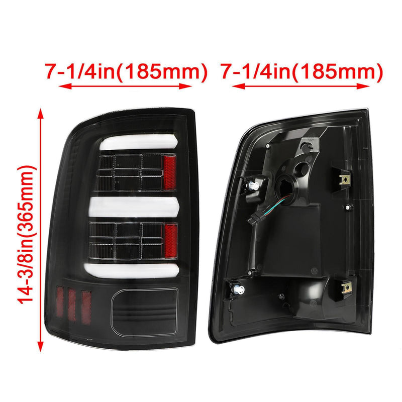 DURAFORCE For 2009-2018 Dodge Ram 1500 2500 3500 Full LED Tail Lights Rear Lamp Clear Lens