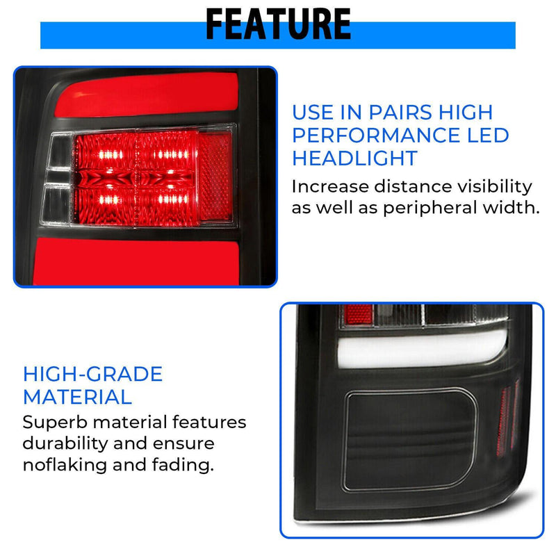 DURAFORCE For 2009-2018 Dodge Ram 1500 2500 3500 Full LED Tail Lights Rear Lamp Clear Lens