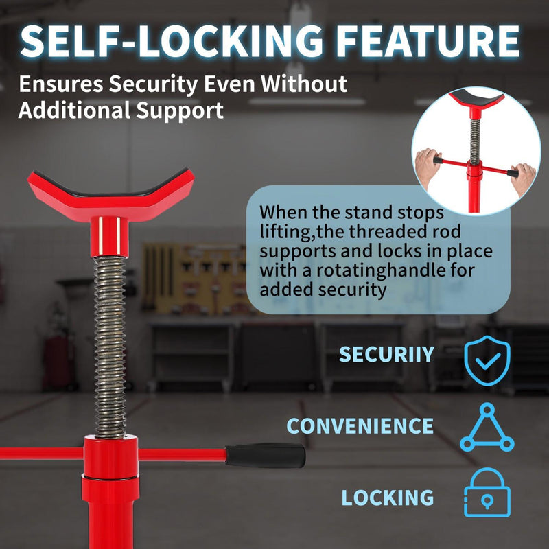 DURAFORCE Steel Under Hoist Lift Jack 1000lbs Car Support adjustable Jack Stand Red