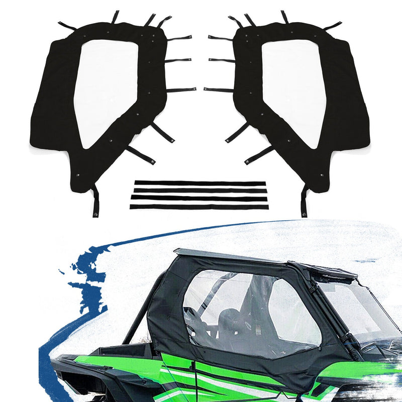 DURAFORCE Pair Soft Doors Windows Enclosure For 14-22 Polaris RZR XP 1000 Turbo S 1000 900