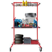 DURAFORCE 3-SHELF PARTS CART MOBILE AUTOBODY PARTS STORAGE RACKPARTS AUTO PAINT ADJUSTABLE