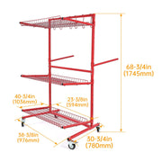 DURAFORCE 3-SHELF PARTS CART MOBILE AUTOBODY PARTS STORAGE RACKPARTS AUTO PAINT ADJUSTABLE