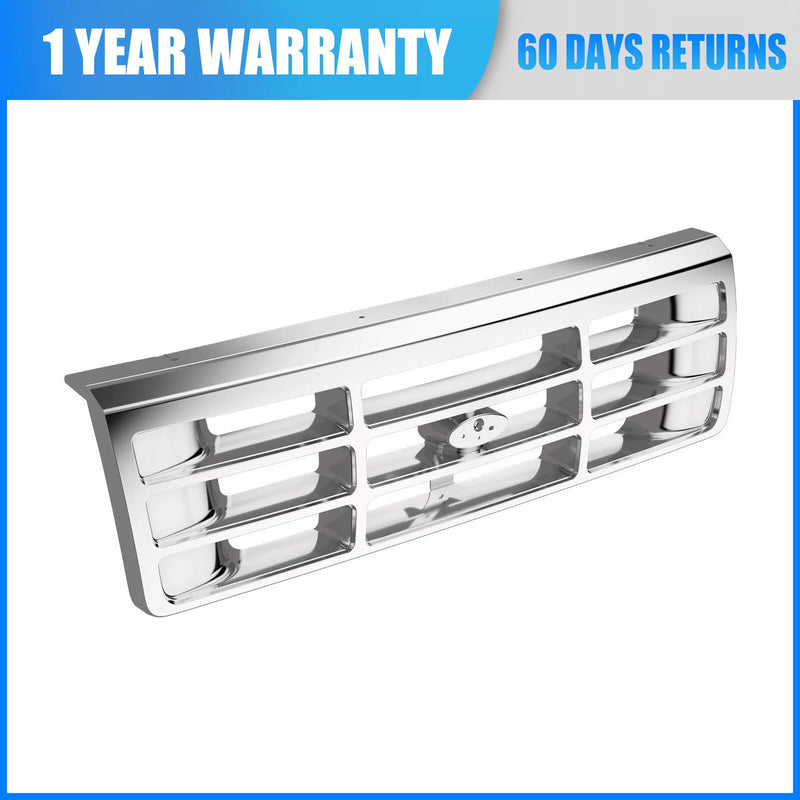 DURAFORCE Chrome Front Bumper Grille For 1992-1996 Ford F-150 1992-1997 Ford F-250 F-350