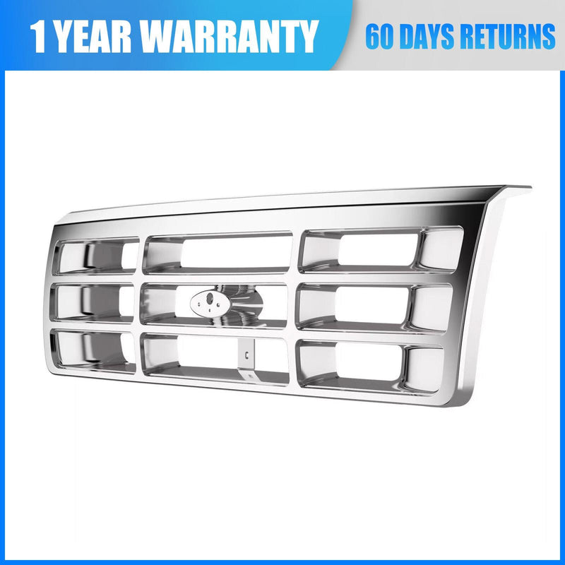 DURAFORCE Chrome Front Bumper Grille For 1992-1996 Ford F-150 1992-1997 Ford F-250 F-350