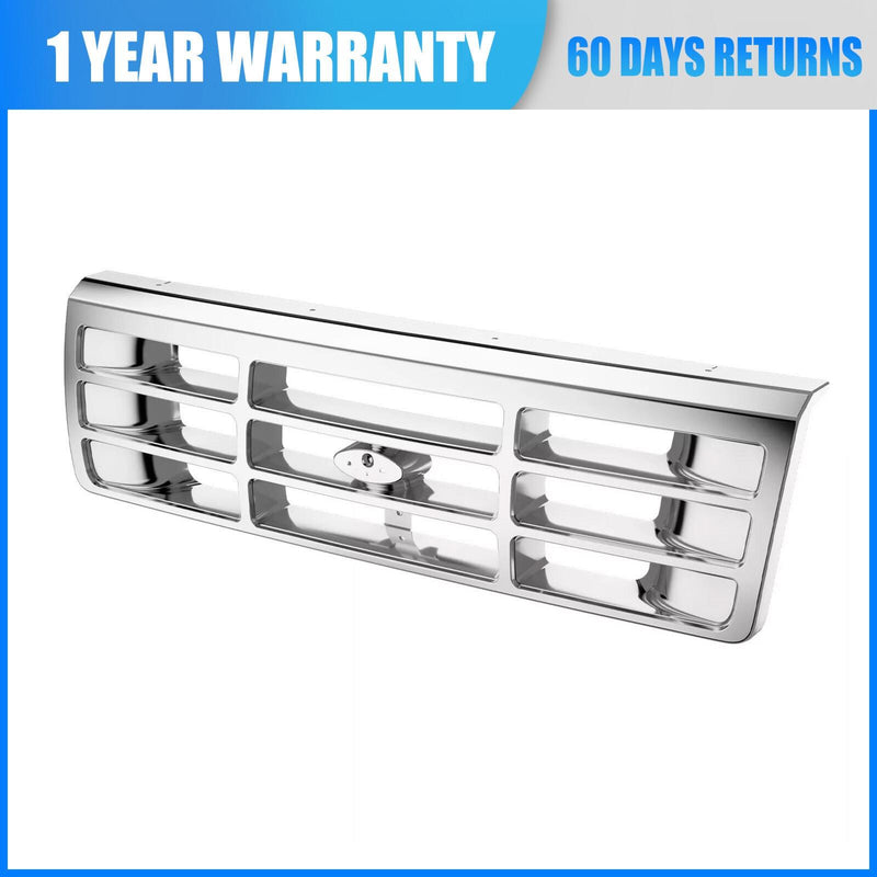 DURAFORCE Chrome Front Bumper Grille For 1992-1996 Ford F-150 1992-1997 Ford F-250 F-350