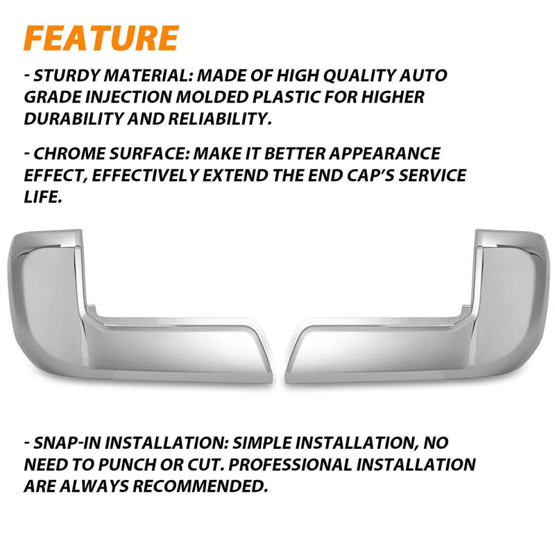 DURAFORCE Bumper End Caps For Toyota Tacoma 2016-2023 Set of 2 Rear LH and RH Chrome