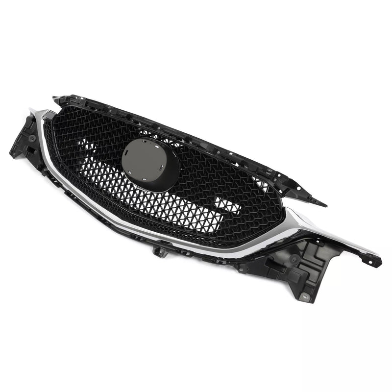 DURAFORCE Fits Mazda CX-5 CX5 2017-2021 Chrome Trim Black Mesh Front Upper Grille Assembly
