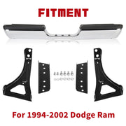 DURAFORCE Chrome For Dodge RAM 1500/2500/3500 Pickup Steel Rear Bumper Assembly 1994-2002